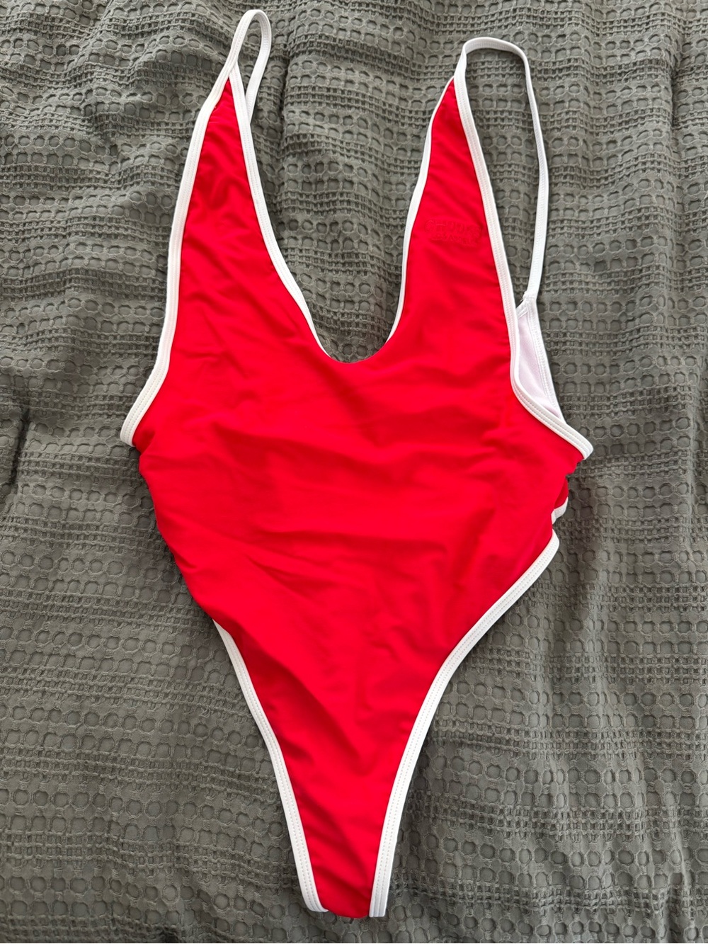Boutine LA Red One-Piece Swimsuit with White Trim